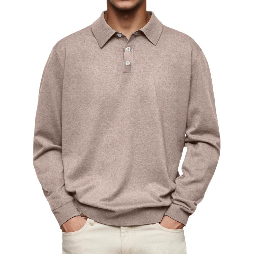 polo homme manches longues col v boutonné