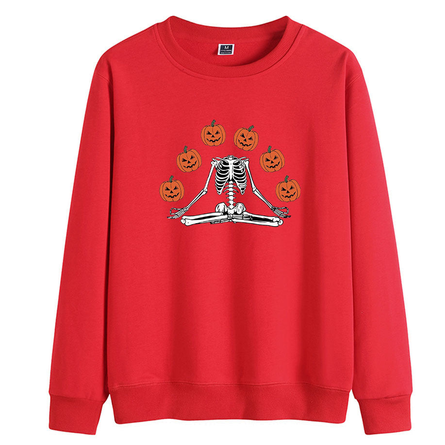 sweat femme col rond motif citrouille halloween